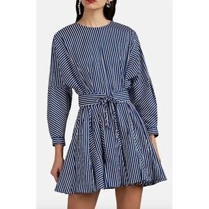 Derek Lam 10 Crosby Striped Belted Mini Dress Womens 4 Blue White Quiet Luxury